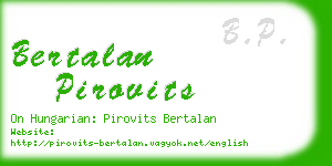 bertalan pirovits business card